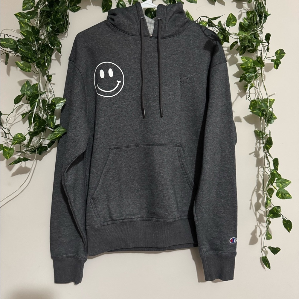 Champion Men's Gray Hoodie with Smiley Face